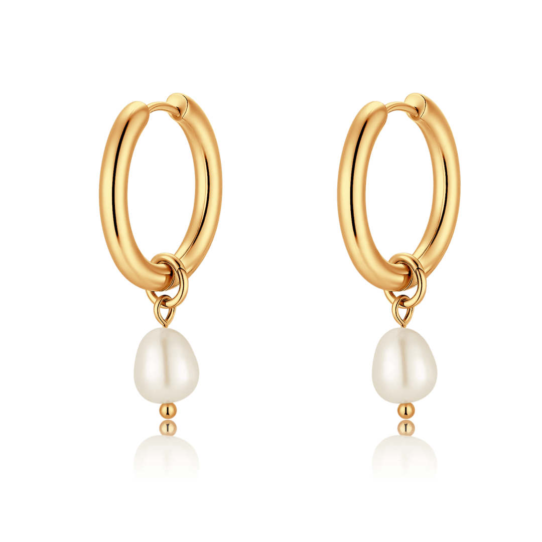 Pendientes Aros Perla Asimétrica