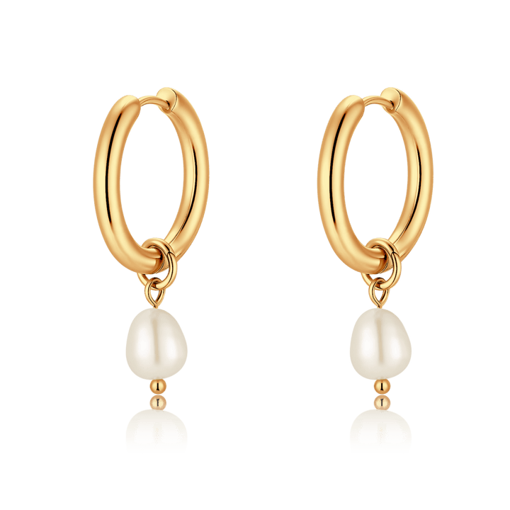 Pendientes Aros Perla Asimétrica