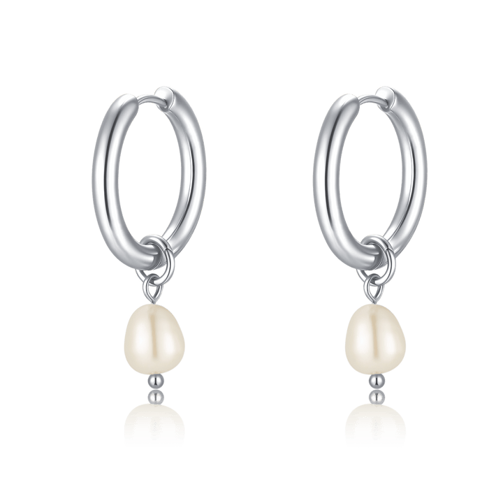 Pendientes Aros Perla Asimétrica