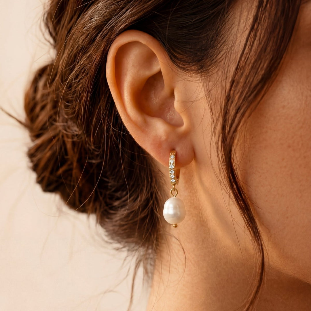 Pendientes Aros Perla Matices