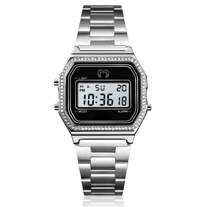 Reloj Digital Vintage Glitter ~ Plata