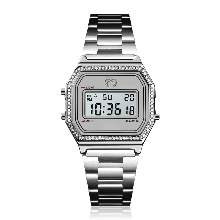 Reloj Digital Vintage Brillo ~ Plata