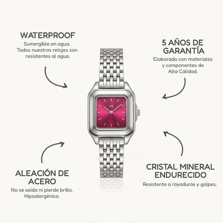 Reloj ~ Hampton Silver-Garnet