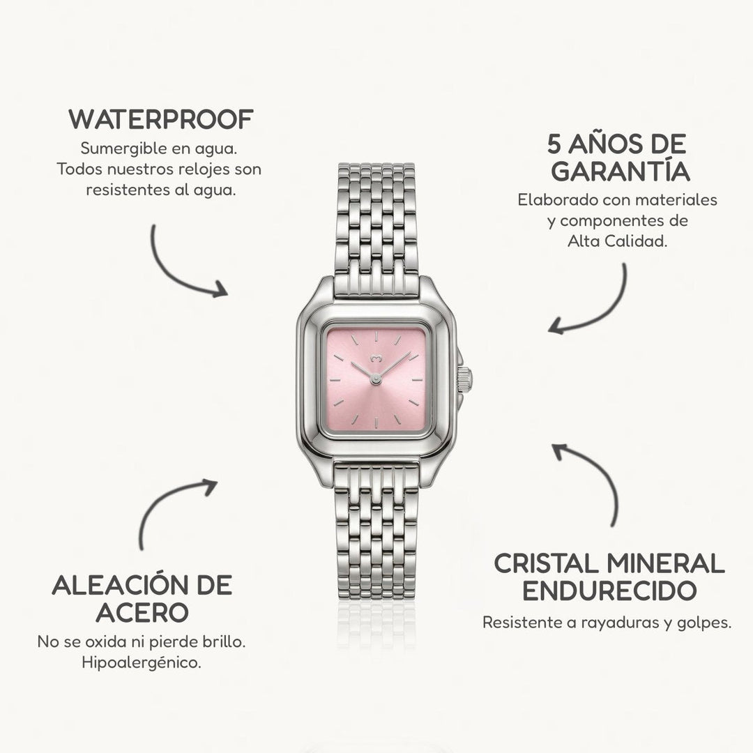 Reloj ~ Hampton Plata-Rosa