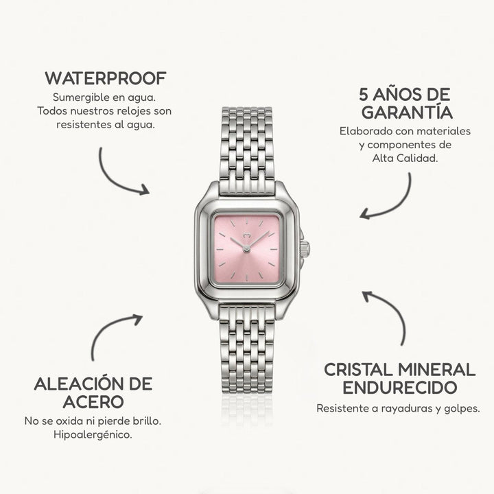 Reloj ~ Hampton Plata-Rosa