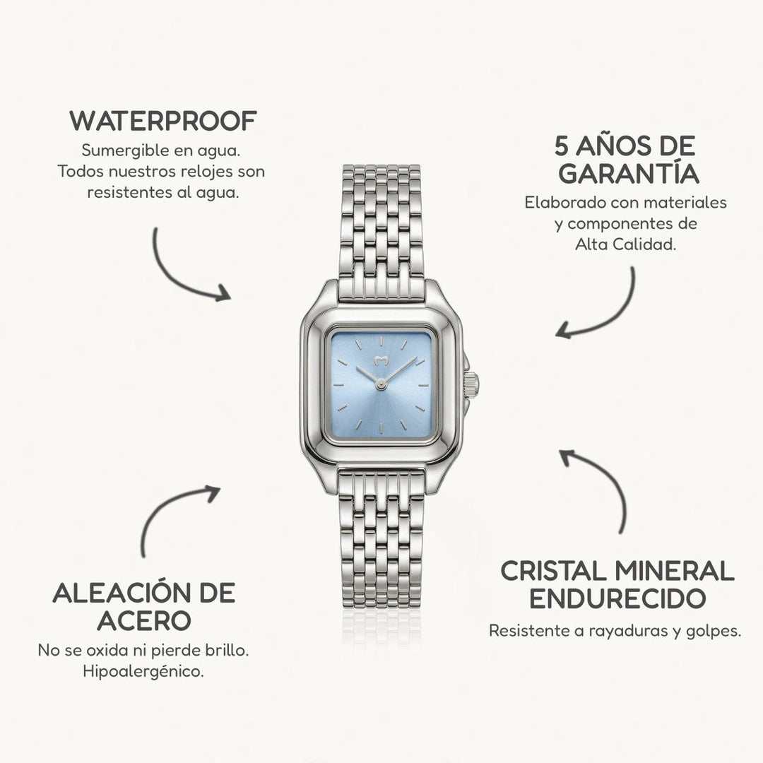 Reloj ~ Hampton Silver-Soft Blue