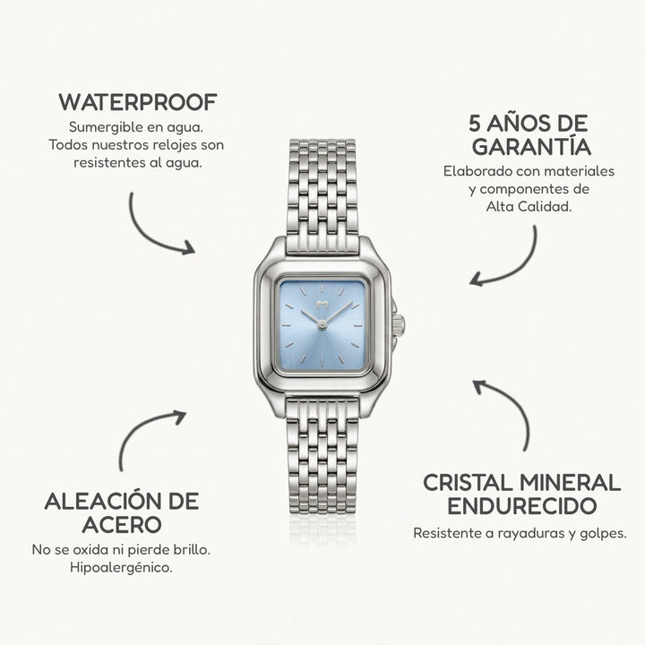 Reloj ~ Hampton Silver-Soft Blue