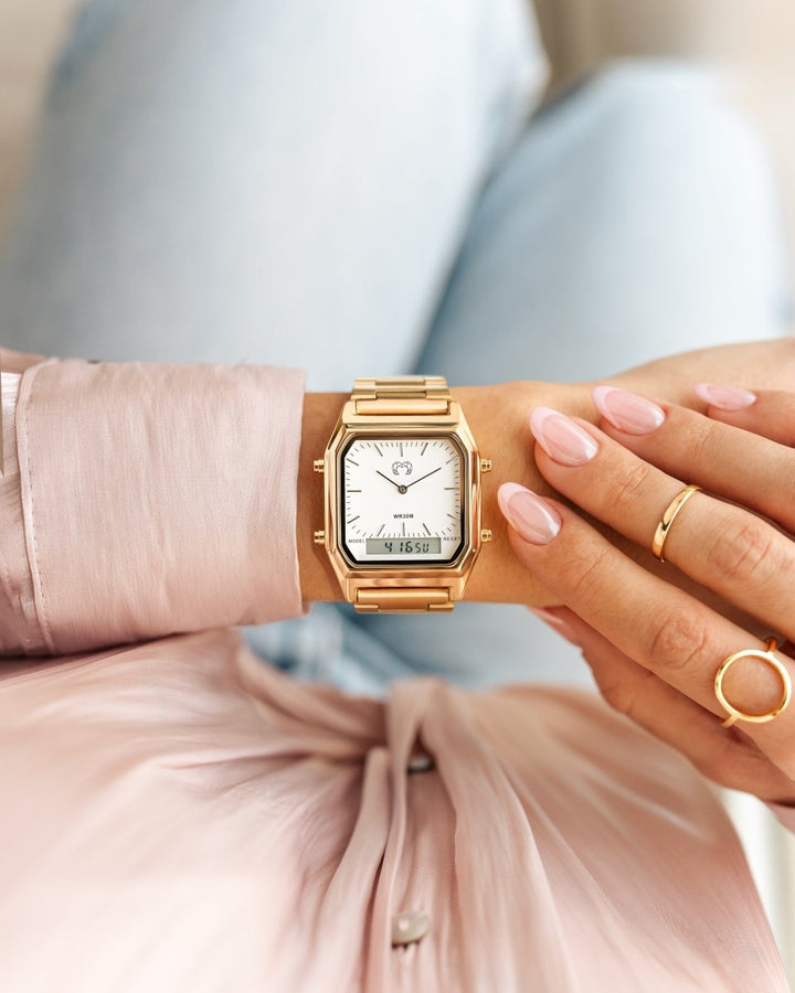Reloj Retro Vintage ~ DoradoBlanco